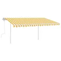 Auvent manuel rétractable avec LED 4,5x3 m Jaune et blanc
