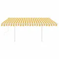 Auvent manuel rétractable avec LED 4,5x3 m Jaune et blanc