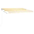 Auvent manuel rétractable avec LED 4,5x3 m Jaune et blanc
