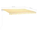 Auvent manuel rétractable avec LED 4,5x3 m Jaune et blanc