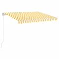 Auvent manuel rétractable avec LED 350x250 cm Jaune et blanc