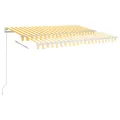 Auvent manuel rétractable avec LED 350x250 cm Jaune et blanc