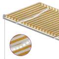 Auvent manuel rétractable avec LED 350x250 cm Jaune et blanc