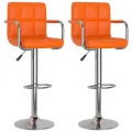 Tabourets de bar lot de 2 orange similicuir