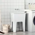 Bac à linge blanc 59x41x75 cm résine
