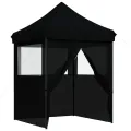 Tente de réception pliable escamotable 4 parois latérales noir
