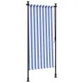 Store roulant d'extérieur bleu et blanc 100x270 cm tissu acier