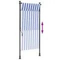 Store roulant d'extérieur bleu et blanc 100x270 cm tissu acier