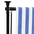 Store roulant d'extérieur bleu et blanc 100x270 cm tissu acier