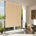 Store roulant d'extérieur orange et blanc 150x270cm tissu acier