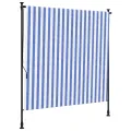 Store roulant d'extérieur bleu et blanc 150x270 cm tissu acier