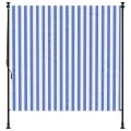 Store roulant d'extérieur bleu et blanc 150x270 cm tissu acier