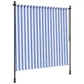 Store roulant d'extérieur bleu et blanc 150x270 cm tissu acier