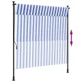 Store roulant d'extérieur bleu et blanc 150x270 cm tissu acier