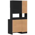 Armoire de cuisine noir 95x50x180 cm bois d'ingénierie