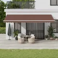 Auvent rétractable automatique avec LED marron 600x350 cm