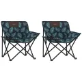 Chaise de camping avec poche pliable lot de 2 motif de feuille