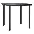 Ensemble à manger de jardin coussins 5pcs Noir Résine tressée