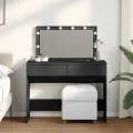 Coiffeuse avec LED noir 100x40x120 cm