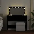 Coiffeuse avec LED noir 100x40x120 cm