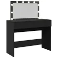 Coiffeuse avec LED noir 100x40x120 cm