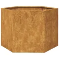 Jardinière hexagone 69x60x45 cm acier patinable