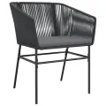 Ensemble à manger de jardin et coussins 3 pcs noir rotin verre