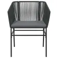 Ensemble à manger de jardin et coussins 3 pcs noir rotin verre