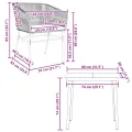 Ensemble à manger de jardin et coussins 3 pcs noir rotin verre