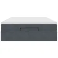 Cadre de lit ottoman avec matelas gris foncé 140x200 cm velours