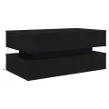 Table basse avec lumières LED chêne noir 90x50x40 cm