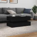 Table basse avec lumières LED chêne noir 90x50x40 cm