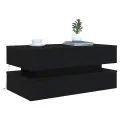 Table basse avec lumières LED chêne noir 90x50x40 cm