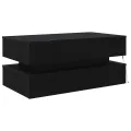Table basse avec lumières LED chêne noir 90x50x40 cm