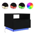 Table basse avec lumières LED chêne noir 50x49x40 cm