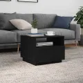 Table basse avec lumières LED chêne noir 50x49x40 cm