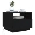 Table basse avec lumières LED chêne noir 50x49x40 cm