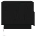 Table basse avec lumières LED chêne noir 50x49x40 cm