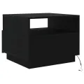 Table basse avec lumières LED chêne noir 50x49x40 cm