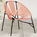 Chaise œuf de jardin noir et orange résine tressée