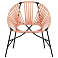 Chaise œuf de jardin noir et orange résine tressée
