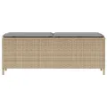 Banc de jardin avec coussin beige 110x30x40,5 cm résine tressée