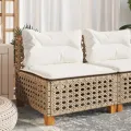 Canapé de jardin sans accoudoirs coussins beige résine tressée