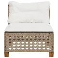 Canapé de jardin sans accoudoirs coussins beige résine tressée