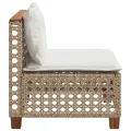Canapé de jardin sans accoudoirs coussins beige résine tressée