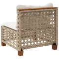 Canapé de jardin sans accoudoirs coussins beige résine tressée