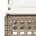Canapé de jardin sans accoudoirs coussins beige résine tressée