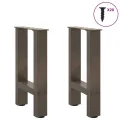 Pieds de table basse acier naturel 2 pcs 38x(42-43) cm acier