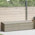 Boîte de rangement de jardin gris clair 220x50x58 cm rotin