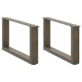 Pieds de table basse forme de U 2pcs acier naturel 60x(30-31)cm